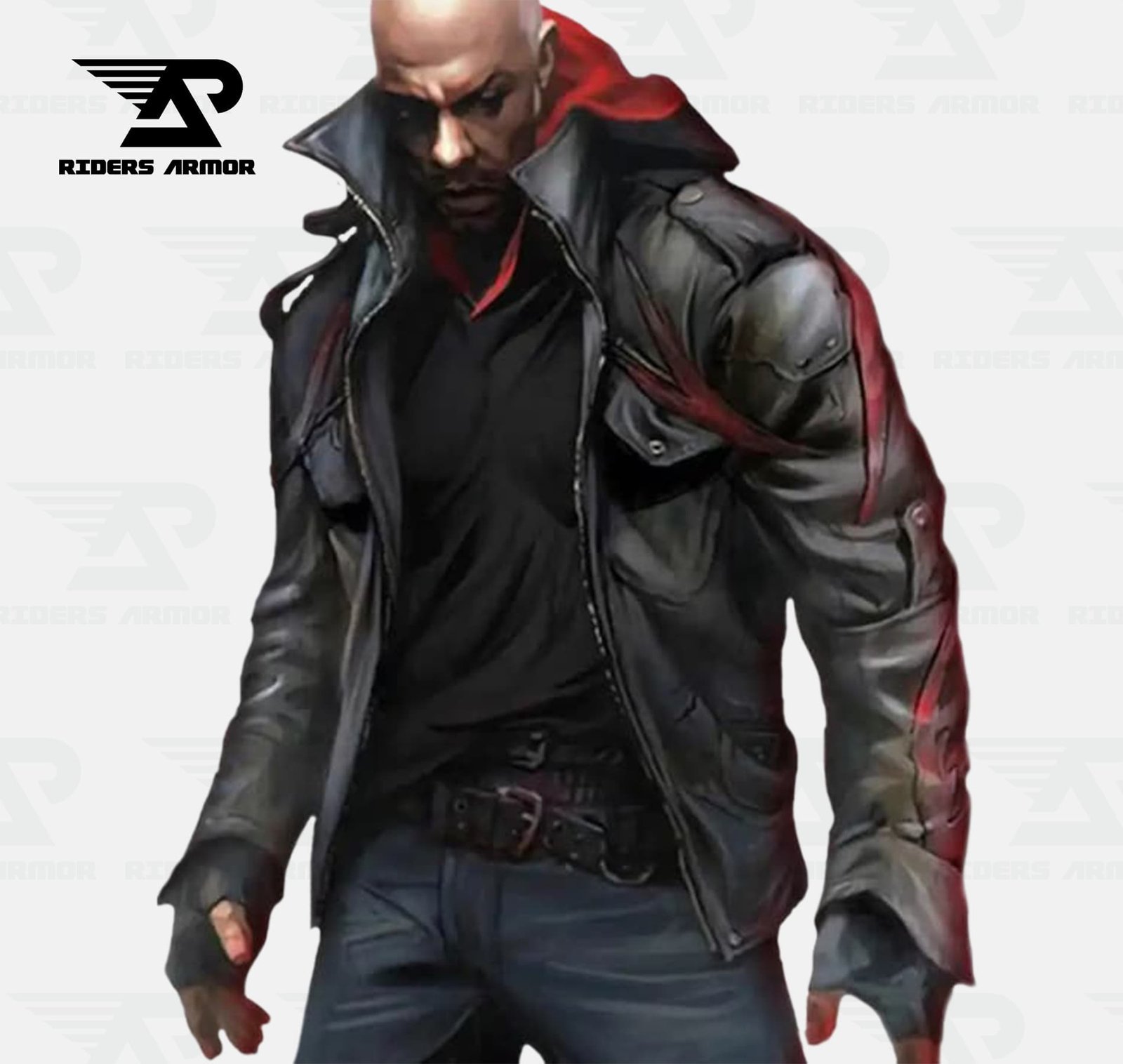 PhantomX Embossed Black Real Leather Jacket - Image 2