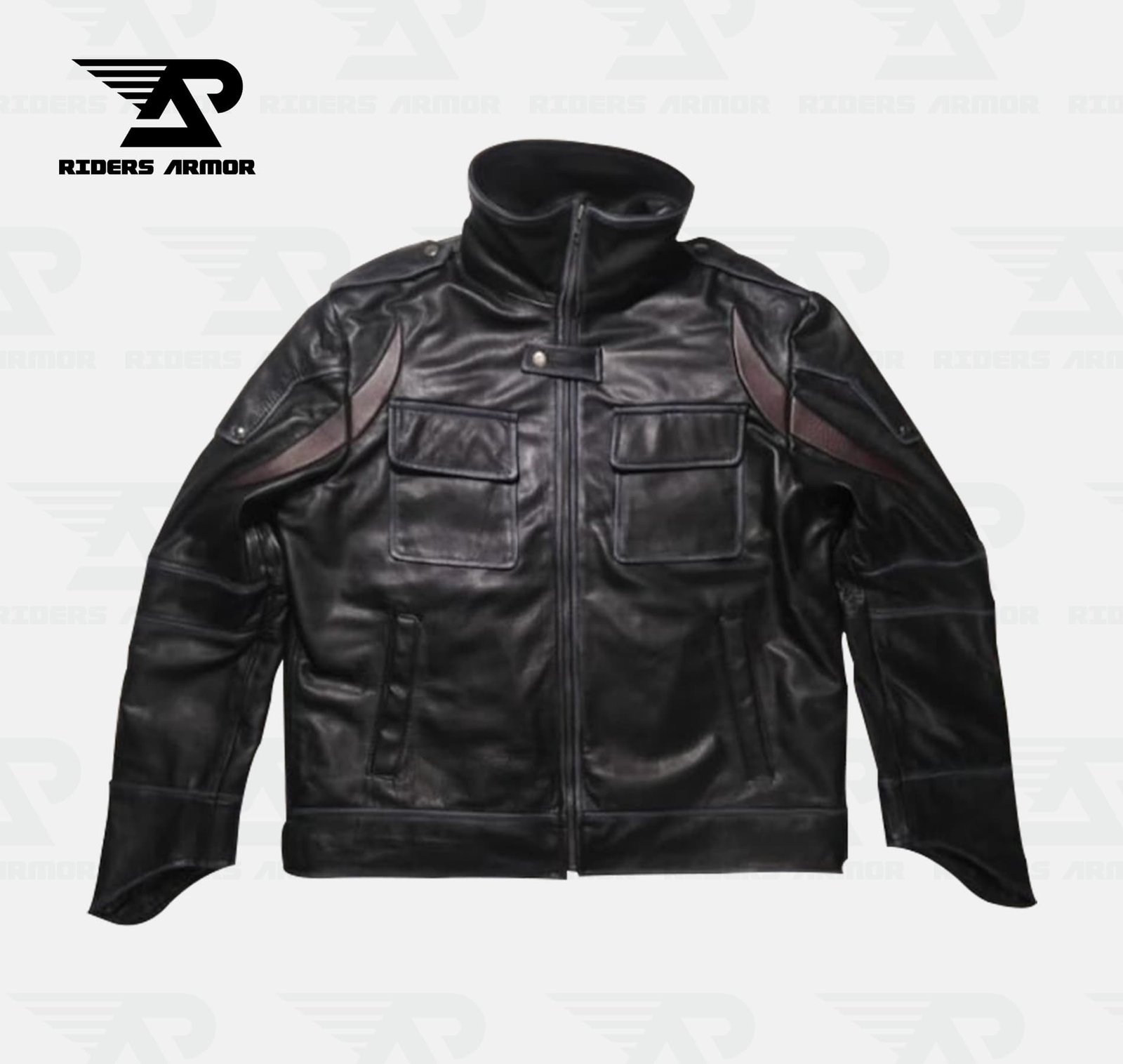 PhantomX Embossed Black Real Leather Jacket - Image 4